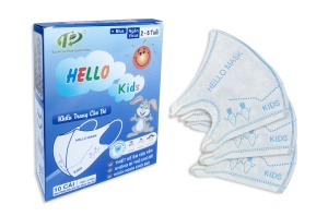Khẩu Trang Em Bé Hello KIDS - 3D ( Màu Xanh - 10 Cái/Hộp )